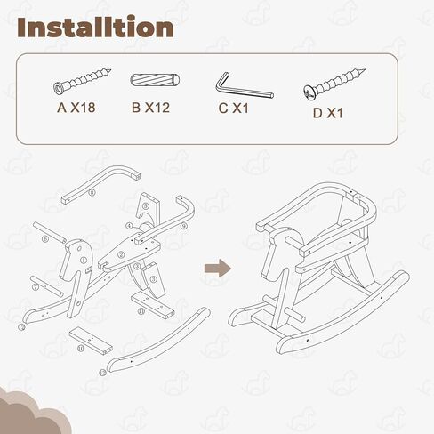 labebe - Wooden Rocking Horse, Baby Wooden Ride On Toys for 12M+, Classic Rocker Toy with Removable Fence, Toddler Riding Toy Indoor/Outdoor, Nursery Birthday Gift (Natural) in Kuwait