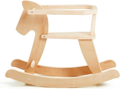 labebe - Wooden Rocking Horse, Baby Wooden Ride On Toys for 12M+, Classic Rocker Toy with Removable Fence, Toddler Riding Toy Indoor/Outdoor, Nursery Birthday Gift (Natural) in Kuwait