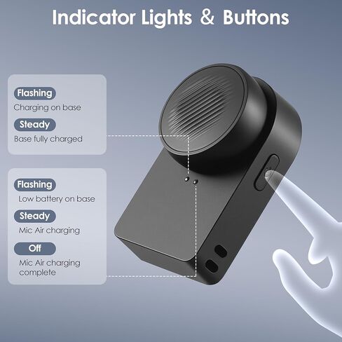 حزمة بطارية لجهاز Insta360 Mic Air، شاحن بطارية محمول حامل مغناطيسي لإكسسوارات Insta 360 Mic Air، شحن كامل إضافي، وقت تشغيل 15 ساعة، مرفق مغناطيسي وتصميم مضغوط لمدونات الفيديو in Kuwait