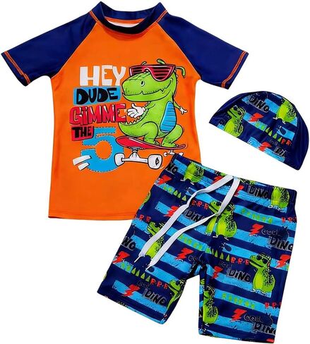 Toddler Dinosaur Swimsuit Boy Quick Dry Shark Boys Swim Set Summer Beach Baby Rash Guard Bathing Suit Swimwear for Kids 3-8Y in Saudi Arabia