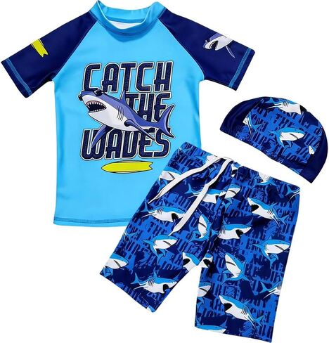 Toddler Dinosaur Swimsuit Boy Quick Dry Shark Boys Swim Set Summer Beach Baby Rash Guard Bathing Suit Swimwear for Kids 3-8Y in Saudi Arabia