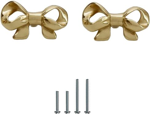 UniDes Pack of 2 Gold Brass Knobs for Dresser,Drawers and Cabinet, Decorative Bow Knobs and Pulls for Kids,Children,Girls Bedroom,2 PC in Kuwait
