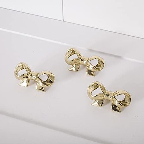 UniDes Pack of 2 Gold Brass Knobs for Dresser,Drawers and Cabinet, Decorative Bow Knobs and Pulls for Kids,Children,Girls Bedroom,2 PC in Kuwait