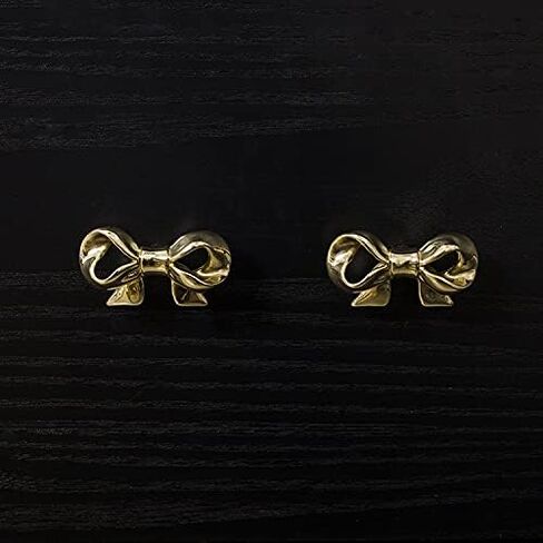 UniDes Pack of 2 Gold Brass Knobs for Dresser,Drawers and Cabinet, Decorative Bow Knobs and Pulls for Kids,Children,Girls Bedroom,2 PC in Kuwait
