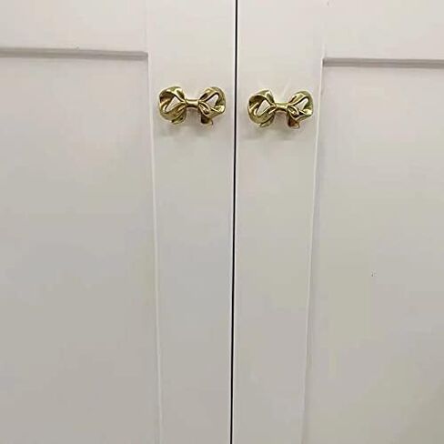 UniDes Pack of 2 Gold Brass Knobs for Dresser,Drawers and Cabinet, Decorative Bow Knobs and Pulls for Kids,Children,Girls Bedroom,2 PC in Kuwait