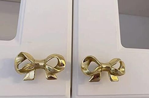UniDes Pack of 2 Gold Brass Knobs for Dresser,Drawers and Cabinet, Decorative Bow Knobs and Pulls for Kids,Children,Girls Bedroom,2 PC in Kuwait