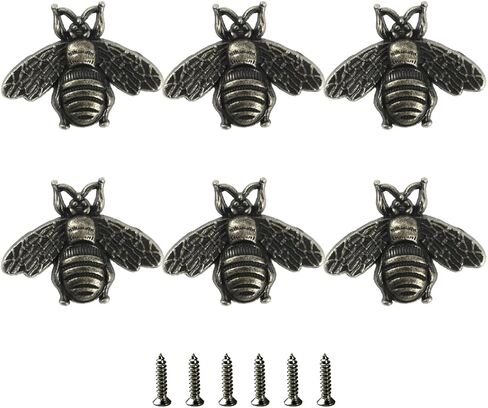 Vintage Bee Cabinet Pulls, Drawer Handles, Antique Polished Furniture Knobs, Retro Beehive Bar Hardware for Home Decor and Kitchen Cabinets (6Pcs) in Kuwait