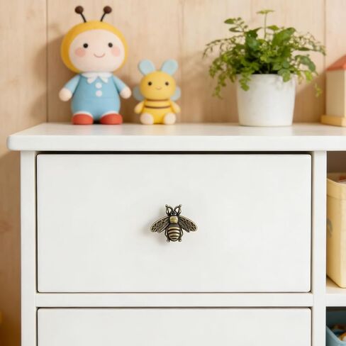 Vintage Bee Cabinet Pulls, Drawer Handles, Antique Polished Furniture Knobs, Retro Beehive Bar Hardware for Home Decor and Kitchen Cabinets (6Pcs) in Kuwait