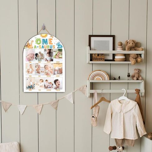 Dinosaur My First Year Photo Board, One a Saurus Birthday Decoration Photo Frame, 12 Monthly Baby Milestone Sign, Dinosaur Nursery Decor for Boy Girl, Gender Neutral Baby Keepsake Gifts-A04 in Kuwait