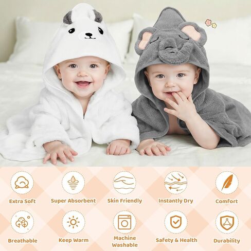 CandyHome 15 قطعة مناشف حمام للأطفال، 5 قطع مناشف أطفال لطيفة بغطاء للرأس و10 قطع مناشف للرضع والأطفال الصغار، فائقة الامتصاص وناعمة وهدايا أساسية لحمام الأطفال للأولاد والبنات in Kuwait