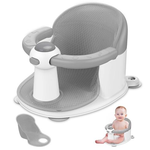 Baby Bath Seat for Babies 6 Months & Up - Baby Bath Seats for Babies Sitting Up | Non-Slip Baby Bath Chair with Cushion & Suction Cup | Toddler Bath Seat Newborn Infants Baby Bathtub Seat (Grey) in Kuwait