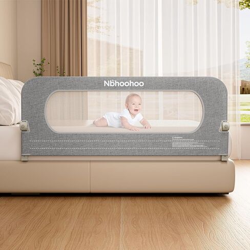 Bed Rail for Toddlers – 71" Swing Down Bed Guard with Double Crossbar Stability, Gap-Free Foldable Baby Bed Rail for Queen King Full Twin Size Beds, Quick No-Tool Install, Gray in Kuwait