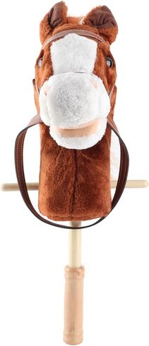 Horse Stick Toy Plush Soft Cartoon Hobby Horse Toy Head Stick with Wood Wheels and Thickened Handle for Kids Toddlers (Yellow) in Kuwait