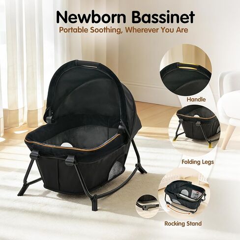 Pamo Babe 6 in 1 Baby Pack and Play with Bassinet - One-Step Setup Travel Crib, Small Portable Playpen for Babies, Portable Baby Bassinet, Changing Table, Toys Bar & Extra Large Storage Bag in Saudi Arabia