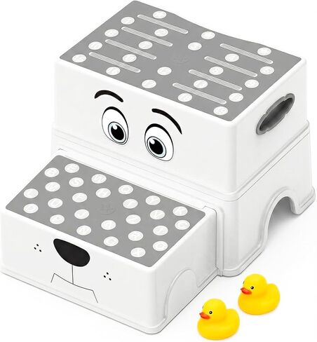 UNCLE WU 2 Step Stool for Kids & Toddlers - Anti-Slip Potty Training Stool for Bathroom Sink, Toilet & Kitchen, Kids Poop Stool, Lightweight & Sturdy (with 2 Ducks) in Kuwait