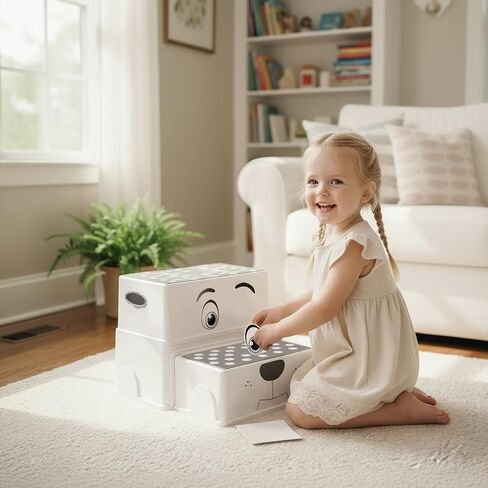 UNCLE WU 2 Step Stool for Kids & Toddlers - Anti-Slip Potty Training Stool for Bathroom Sink, Toilet & Kitchen, Kids Poop Stool, Lightweight & Sturdy (with 2 Ducks) in Kuwait