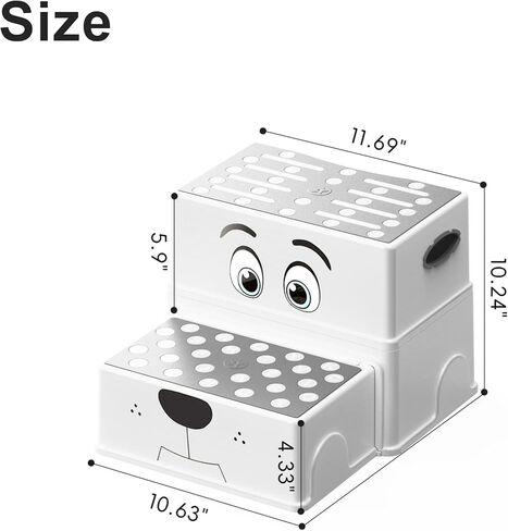 UNCLE WU 2 Step Stool for Kids & Toddlers - Anti-Slip Potty Training Stool for Bathroom Sink, Toilet & Kitchen, Kids Poop Stool, Lightweight & Sturdy (with 2 Ducks) in Kuwait