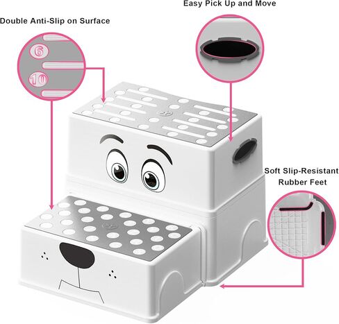 UNCLE WU 2 Step Stool for Kids & Toddlers - Anti-Slip Potty Training Stool for Bathroom Sink, Toilet & Kitchen, Kids Poop Stool, Lightweight & Sturdy (with 2 Ducks) in Kuwait
