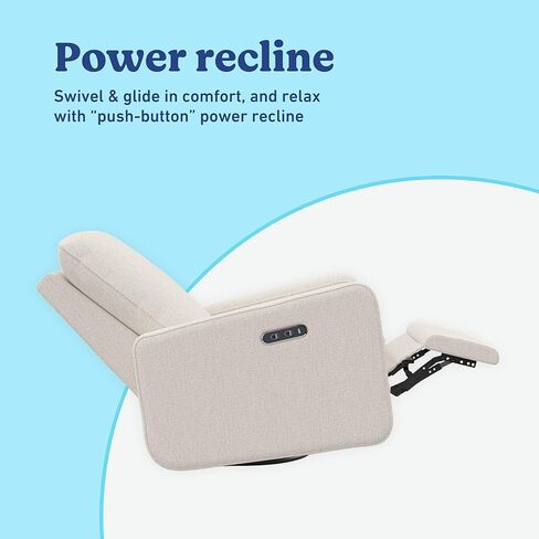 Graco Teddi Power Recliner Swivel Glider، كرسي كهربائي إلكتروني، معتمد من Oeko-TEX 100، شاحن USB-A وUSB-C، توسيد وراحة ممتازة - (Dune Basketweave) in Kuwait