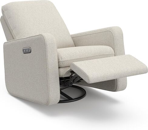 Graco Teddi Power Recliner Swivel Glider، كرسي كهربائي إلكتروني، معتمد من Oeko-TEX 100، شاحن USB-A وUSB-C، توسيد وراحة ممتازة - (Dune Basketweave) in Kuwait