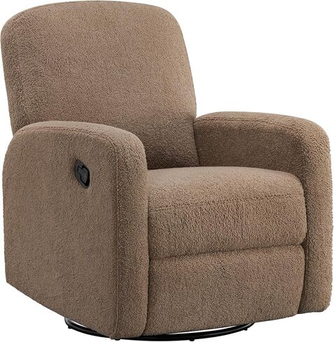 Oxford Baby Snuggly Glider Recliner Rocking Chair 360° Swivel for Nursery and Living Room - Boucle Teddy Brown in Kuwait