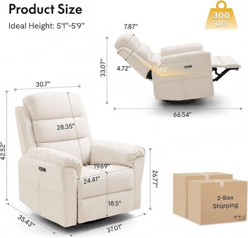 FLEXISPOT Souffle-Pro Swivel Rocker Recliner Chair with Nightlight, Power Nursery Glider Recliner with Massage & Heat, Adjustable Headrest, Oeko-TEX Fabric, Ideal for Nursery & Home Relaxation, Cream in Saudi Arabia
