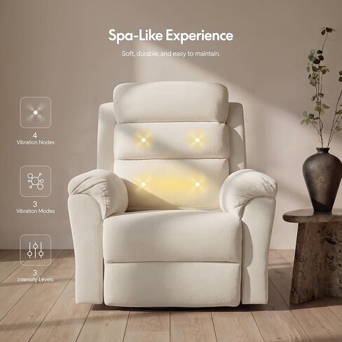FLEXISPOT Souffle-Pro Swivel Rocker Recliner Chair with Nightlight, Power Nursery Glider Recliner with Massage & Heat, Adjustable Headrest, Oeko-TEX Fabric, Ideal for Nursery & Home Relaxation, Cream in Saudi Arabia
