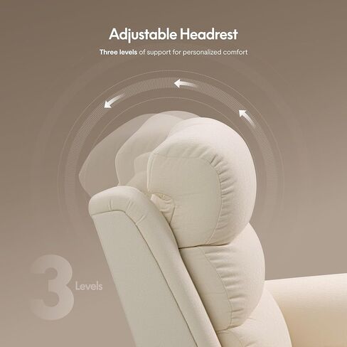 FLEXISPOT Souffle-Pro Swivel Rocker Recliner Chair with Nightlight, Power Nursery Glider Recliner with Massage & Heat, Adjustable Headrest, Oeko-TEX Fabric, Ideal for Nursery & Home Relaxation, Cream in Saudi Arabia