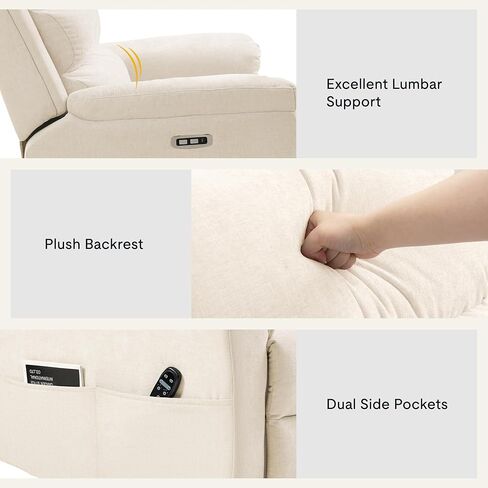 FLEXISPOT Souffle-Pro Swivel Rocker Recliner Chair with Nightlight, Power Nursery Glider Recliner with Massage & Heat, Adjustable Headrest, Oeko-TEX Fabric, Ideal for Nursery & Home Relaxation, Cream in Saudi Arabia