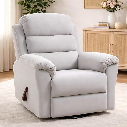 FLEXISPOT Souffle-Pro Swivel Rocker Recliner Chair with Nightlight, Power Nursery Glider Recliner with Massage & Heat, Adjustable Headrest, Oeko-TEX Fabric, Ideal for Nursery & Home Relaxation, Cream in Saudi Arabia