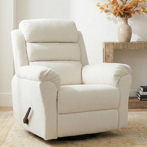 FLEXISPOT Souffle-Pro Swivel Rocker Recliner Chair with Nightlight, Power Nursery Glider Recliner with Massage & Heat, Adjustable Headrest, Oeko-TEX Fabric, Ideal for Nursery & Home Relaxation, Cream in Saudi Arabia