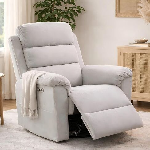 FLEXISPOT Souffle-Pro Swivel Rocker Recliner Chair with Nightlight, Power Nursery Glider Recliner with Massage & Heat, Adjustable Headrest, Oeko-TEX Fabric, Ideal for Nursery & Home Relaxation, Cream in Saudi Arabia