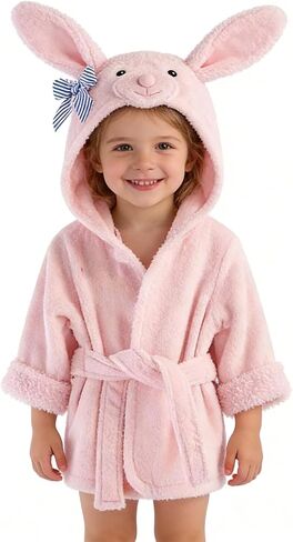 Baby Girl Bathrobes Wash Pink Sheep Crown Hooded Robe Girls bath robe towel Terry Cotton Ultra Absorbent in Saudi Arabia