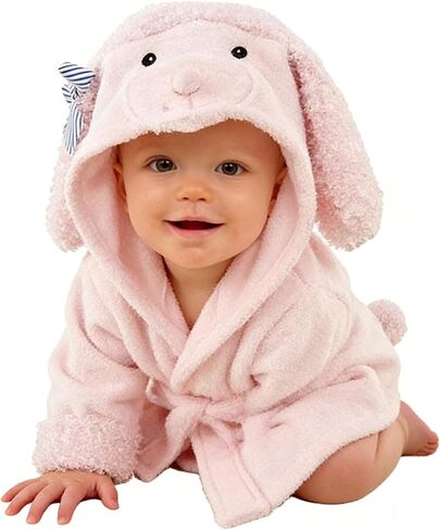 Baby Girl Bathrobes Wash Pink Sheep Crown Hooded Robe Girls bath robe towel Terry Cotton Ultra Absorbent in Saudi Arabia