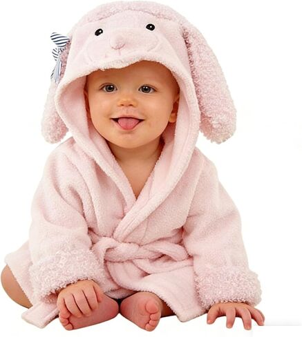 Baby Girl Bathrobes Wash Pink Sheep Crown Hooded Robe Girls bath robe towel Terry Cotton Ultra Absorbent in Saudi Arabia