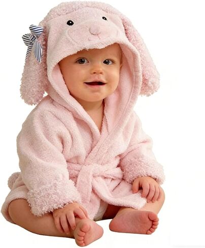 Baby Girl Bathrobes Wash Pink Sheep Crown Hooded Robe Girls bath robe towel Terry Cotton Ultra Absorbent in Saudi Arabia