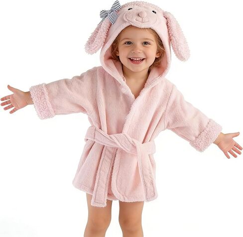 Baby Girl Bathrobes Wash Pink Sheep Crown Hooded Robe Girls bath robe towel Terry Cotton Ultra Absorbent in Saudi Arabia