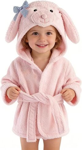 Baby Girl Bathrobes Wash Pink Sheep Crown Hooded Robe Girls bath robe towel Terry Cotton Ultra Absorbent in Saudi Arabia