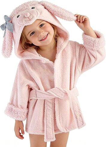 Baby Girl Bathrobes Wash Pink Sheep Crown Hooded Robe Girls bath robe towel Terry Cotton Ultra Absorbent in Saudi Arabia