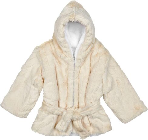 iscream Little Scoops Infant Robe - Luxurious Silky Faux Rabbit Fur Hooded Robe with Terry Lining and Satin Accents in Kuwait