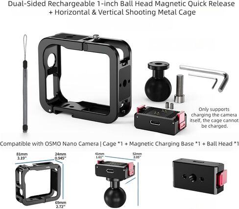 Ball Head Cage Kit Compatible with DJI Osmo Nano Aluminum Frame for Multi-Angle Shooting in Kuwait