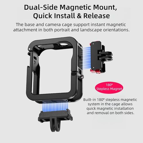 طقم قفص ألومنيوم متوافق مع DJI OSMO Nano - رأس كروي 1 بوصة + قاعدة شحن مغناطيسية، حذاء بارد مزدوج، فتحة حبل أمان (قفص + قاعدة كروية 1 بوصة) in Kuwait