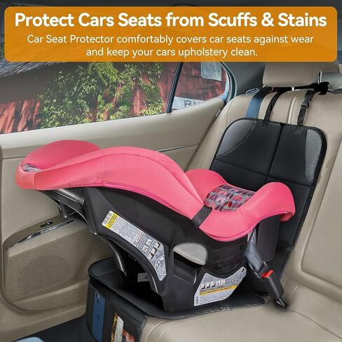 Car Seat Protector, Ponjson Auto Car Leather Seats Waterproof Thick Padding&Non-Slip Seat Cover Pad for Child Baby Safety Seat with Organizer Pockets-2 Pack Carseats for Most Cars in Saudi Arabia