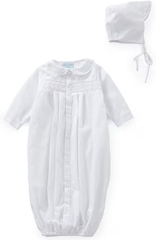 Petit Ami Unisex White Smocked Newborn Sacque and Hat Set NWT Newborn in Kuwait