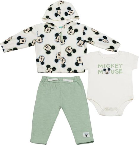 Magic Threadz Disney Clothes Baby Boys 3pc Layette Set – Mickey Mouse & Winnie the Pooh Bodysuit, Hooded Jacket, Pants(0M–9M) in Saudi Arabia