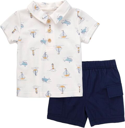 Baby Essentials Baby Boy 2 Piece Outfit Set – Polo Shirt and Cargo Shorts – Spring & Summer Baby Clothes Gift Set in Kuwait