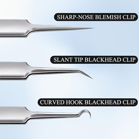 3pcs Precision Tweezers Set, Ultra-Fine Tip Stainless Steel Tweezers, Blackhead Remover, Acne Extraction Tool, Eyebrow Tweezers, Hair & Beard Gripping Tweezers for All Skin Types - Model in Kuwait