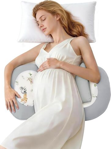 PATPAT Pregnancy Pillow for Sleeping, Maternity Pillow with Removable Cooling Cover, Support for Back, Belly and Hips, Portable Travel Wedge Pillow for Pregnant Women with Adjustable Small Pillow in Kuwait
