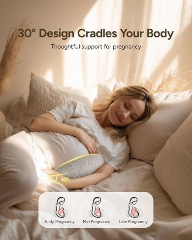 Pregnancy Wedge Pillow for Sleeping, Adjustable Maternity Pillow for Side Sleepers, Supports Back, Belly & Hip, Ideal for Pregnant Women, Bamboo Rayon Removable Cover, Grey in Saudi Arabia