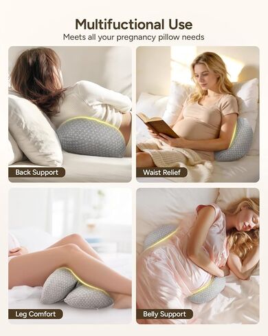 Pregnancy Wedge Pillow for Sleeping, Adjustable Maternity Pillow for Side Sleepers, Supports Back, Belly & Hip, Ideal for Pregnant Women, Bamboo Rayon Removable Cover, Grey in Saudi Arabia